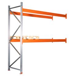 Palettenregal Zusatzfach. H4000 x L2770 x T1100 mm / 3000 kg. Verzinkt + RAL2004 Pure orange - Kompletter Satz