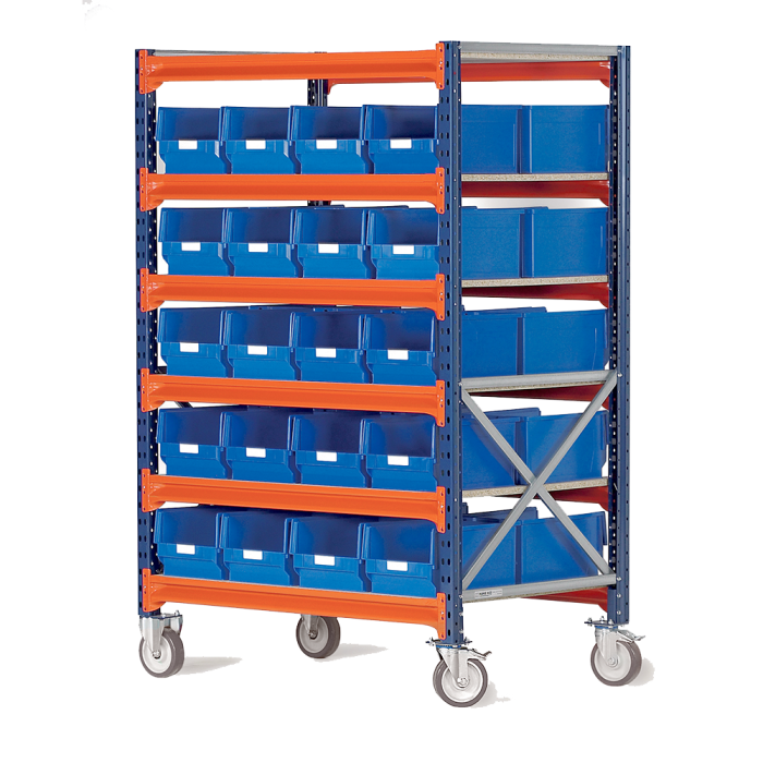 Lagerregal auf Rädern mit Kunststoffboxen - 40 x 510306 -